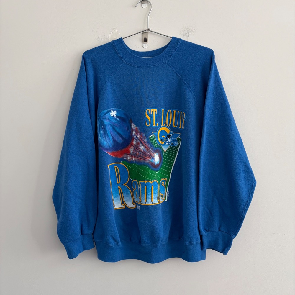 Vintage 1994 St Louis Rams Tultex Sweatshirt Blue XL NFL Football Raglan